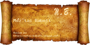 Mátai Babett névjegykártya